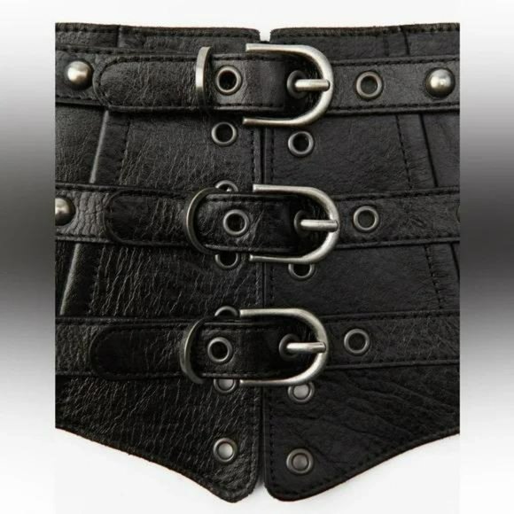 ZARA STUDDED 100% COW LEATHER CUMMERBUND